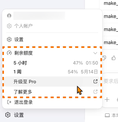 设置中的剩余额度信息