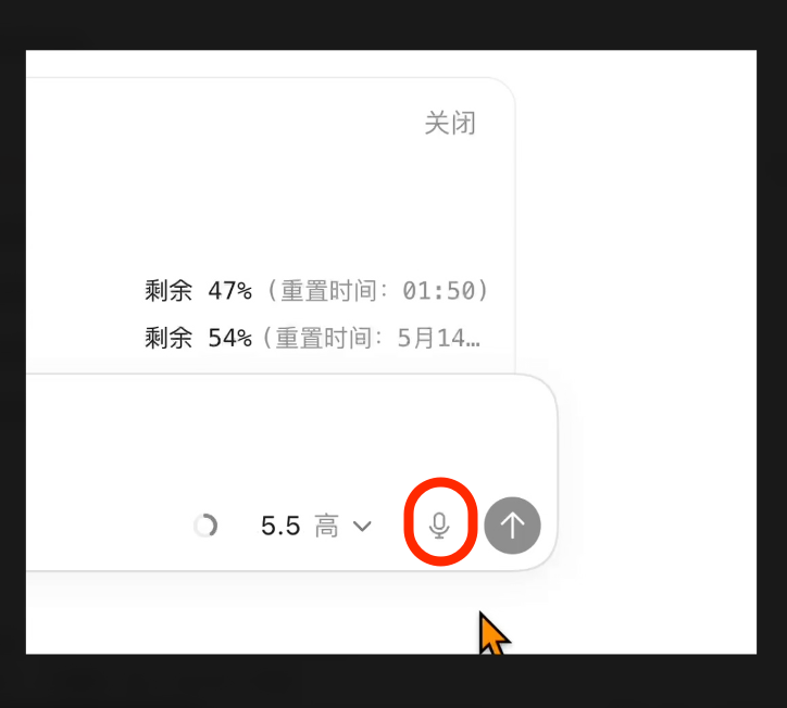 Codex 输入框右侧的语音按钮